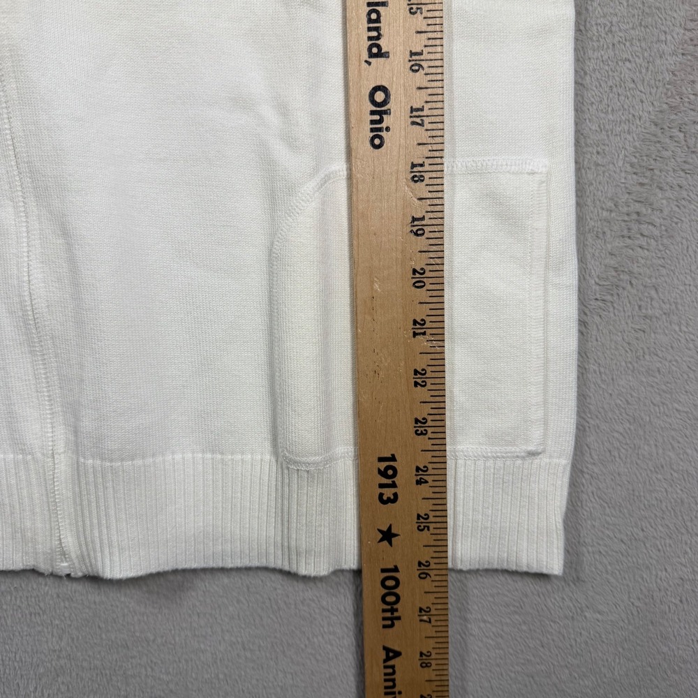 Denim&Co Cardigan Women 1X Cream Zip Front Short Sleeve Knit Minimalist Casual - Picture 6 of 7